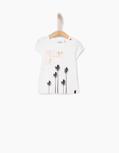 Tee-shirt blanc cassé relief Hello L.A bébé fille - IKKS