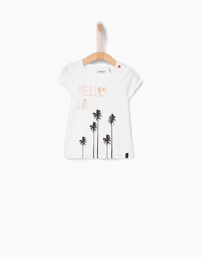 Cremeweißes Baby-T-Shirt, Hello L.A. in Relief - IKKS