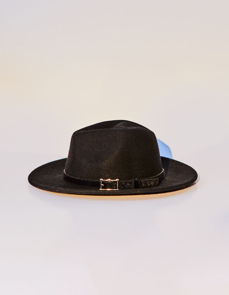 Women’s black felted wool hat with braid surround-7