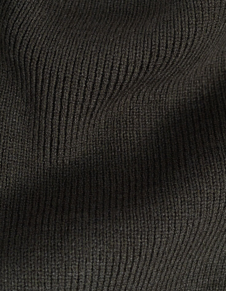 Snood kaki tricot recyclé broderie panthère garçon-5