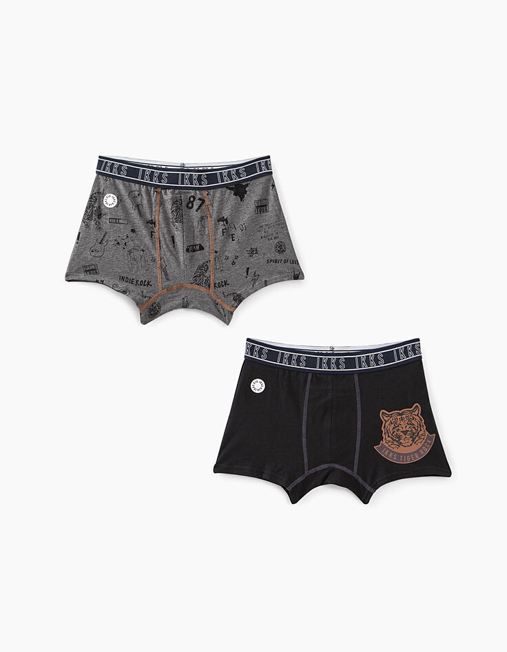 Bóxers liso y granito jaspeado estampado niño -1