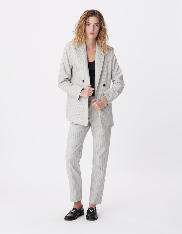 Veste de tailleur beige rayures tennis Femme-2