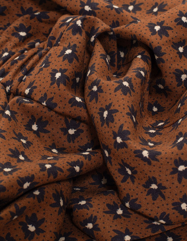 Robe camel imprim&eacute; fleurs noires I.Code-9