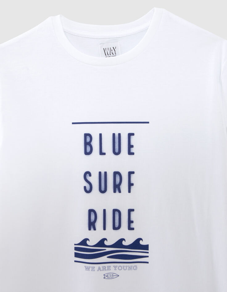 T-shirt blanc message gomme et vagues garçon-2
