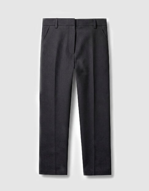 Pantalon de tailleur bleu marine mix lin coton 7/8e Femme - IKKS