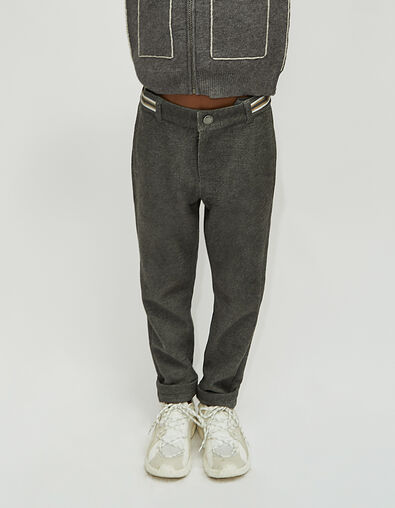 Pantalon gris anthracite maille à ceinture rayée garçon  - IKKS
