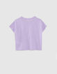 T-shirt lilas message et fruits fluo fille-3