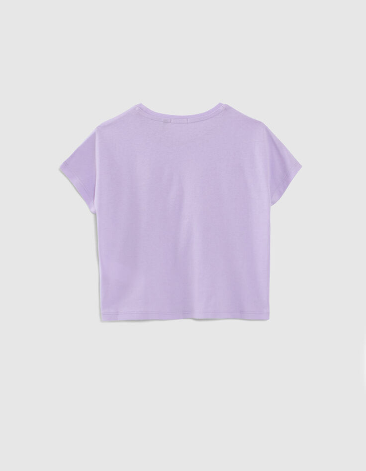 T-shirt lilas message et fruits fluo fille-3