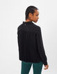 I.Code black embroidered star and pleated back shirt-3