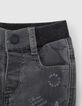 Grijze jeans print en ribboord in taille babyjongens-7