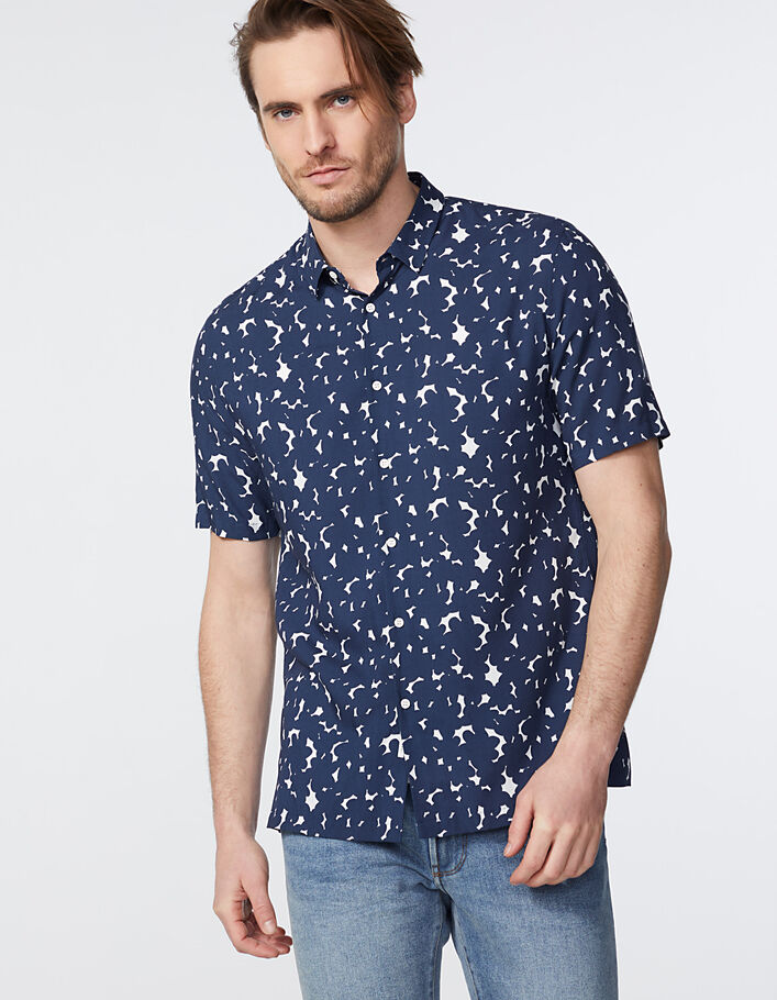Camisa REGULAR marina de flores Hombre - IKKS
