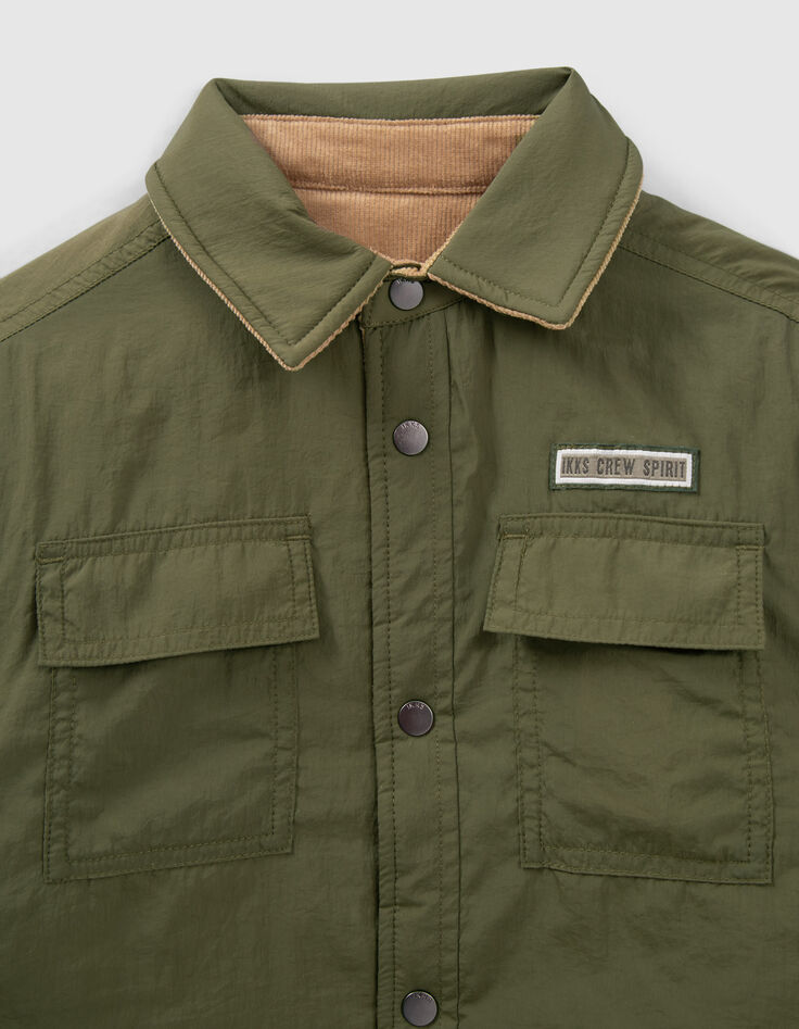 Chaqueta reversible caqui y camel terciopelo niño-3