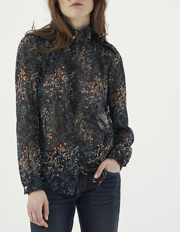 Women’s floral arabesque print crepe voile blouse-1