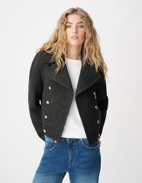 Grijze wollen peacoat voor dames - IKKS