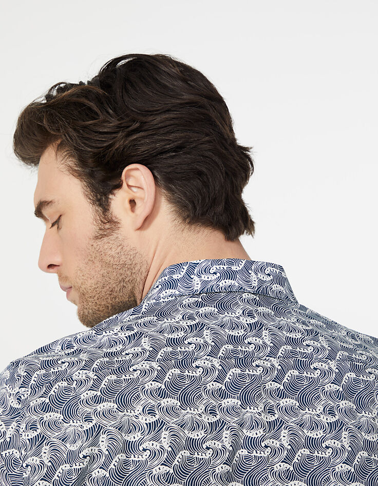 Chemise regular imprimée vagues indigo Homme-5 Chemise regular imprimée vagues indigo Homme-5