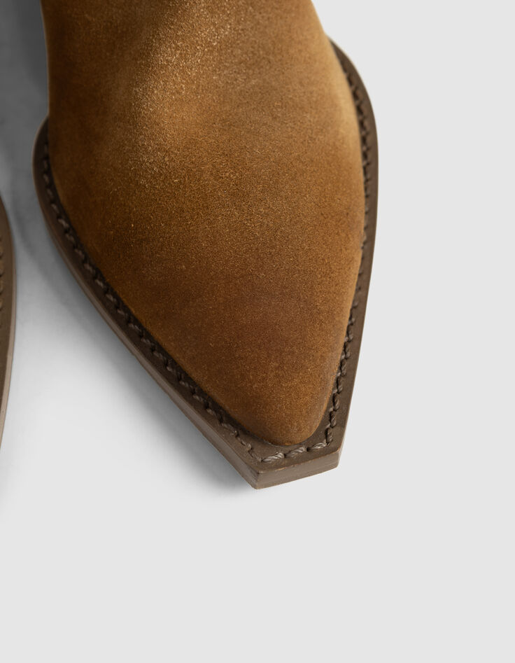Chelsea boots santiags camel cuir velours Femme-7 Chelsea boots santiags camel cuir velours Femme-7