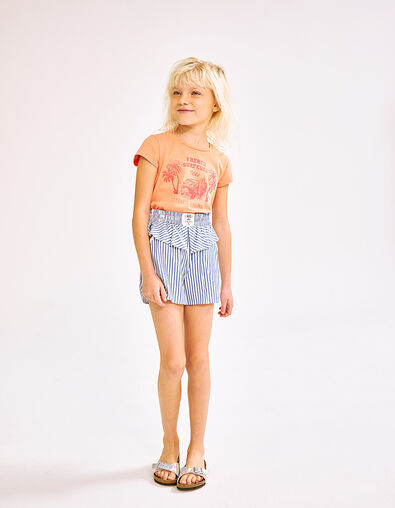 Short crudo rayas azules y volantes ni&ntilde;a - IKKS