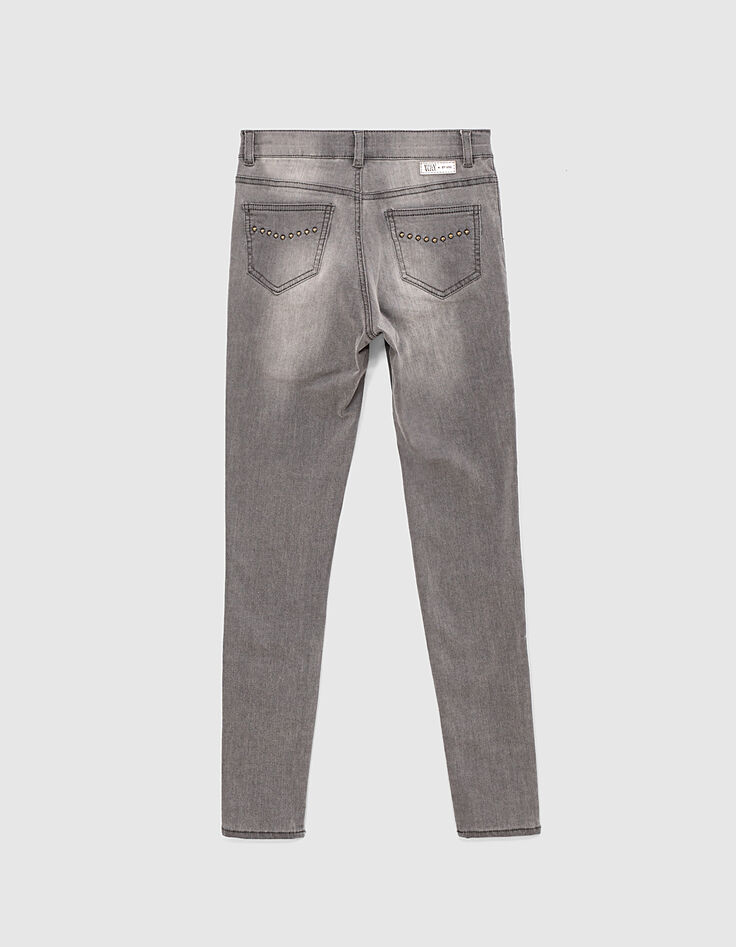Vaquero skinny gris antracita bolsillos cremallera niña-5