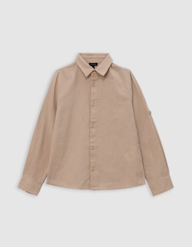Beige overhemd mix katoen en linnen jongens - IKKS