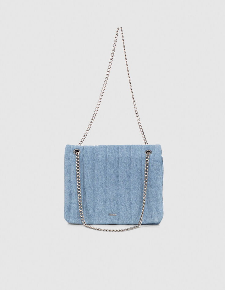 Light Blue M&auml;dchenhandtasche mit Steppn&auml;hten-1