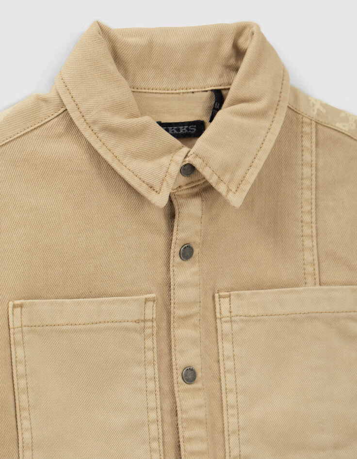 Chemise en jean beige print dos garçon-2