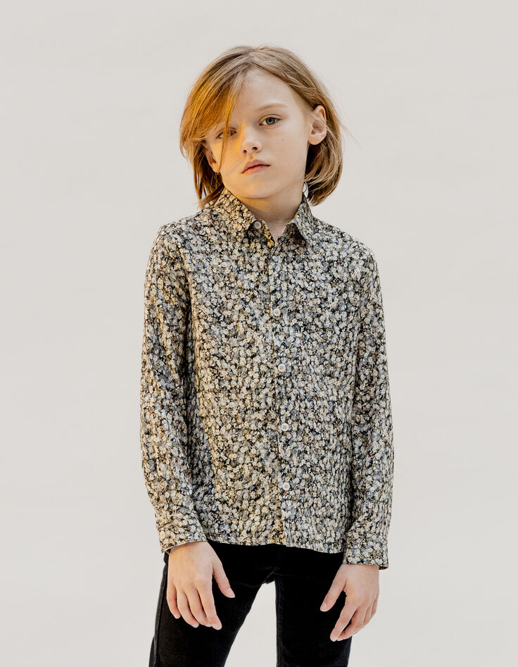 Camisa caqui LENZING™ ECOVERO™ flores invierno niño-1