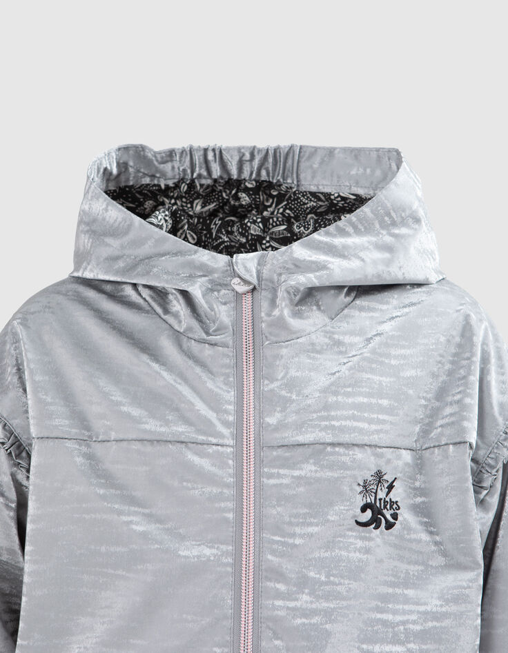 Silberfarbene Mädchen-Windjacke, Recycling, Fantasie-Motiv-2