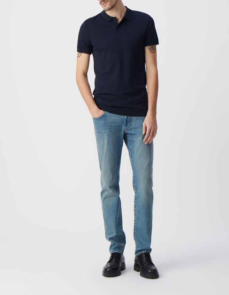 Marineblaues Herrenpoloshirt aus Baumwollmodal-3 Marineblaues Herrenpoloshirt aus Baumwollmodal-3