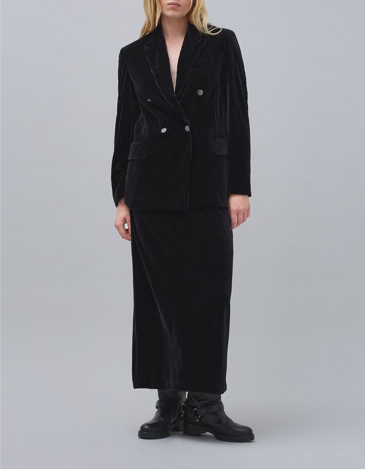 Schwarze Cord-Anzugjacke f&uuml;r Damen-2