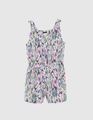 Girls’ off-white ikat diamond print playsuit - IKKS