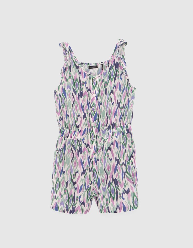 Combi-short blanc cassé imprimé ikat losanges fille-1