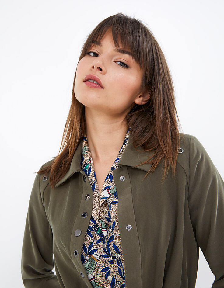 I.Code khaki trench coat with eyelet belt-4