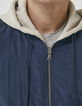 Blaue und beige Herrenwendebomberjacke aus Sweatstoff-4