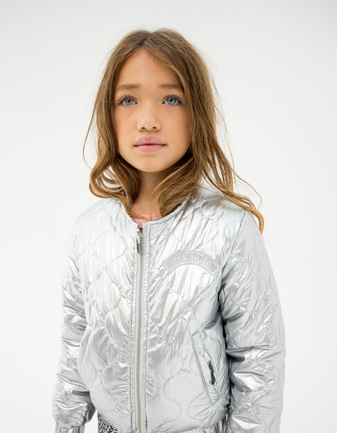 Girls' silver/graphic print reversible padded jacket