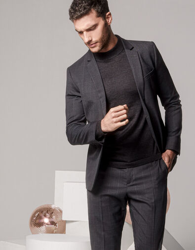 Men’s mouse grey check suit jacket - IKKS