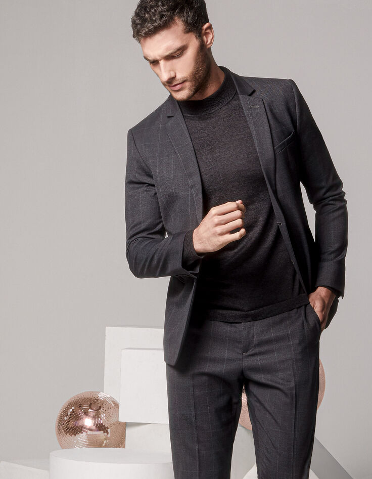 Men’s mouse grey check suit jacket-1
