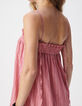 Robe bustier fines bretelles rose motif rayures Femme-4
