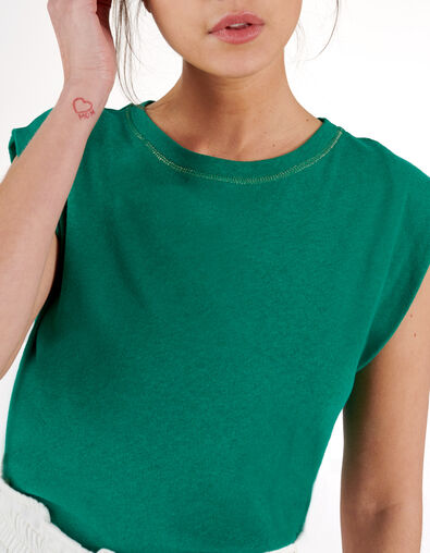 Camiseta verde cuello redondo costura dorada I.Code - I.CODE