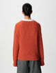 Orange oversized V-neck sweater Woman-3