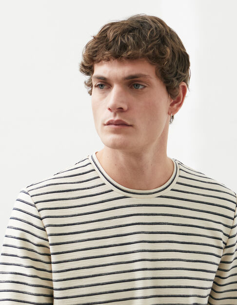 Men’s chalk sailor T-shirt with navy stripes