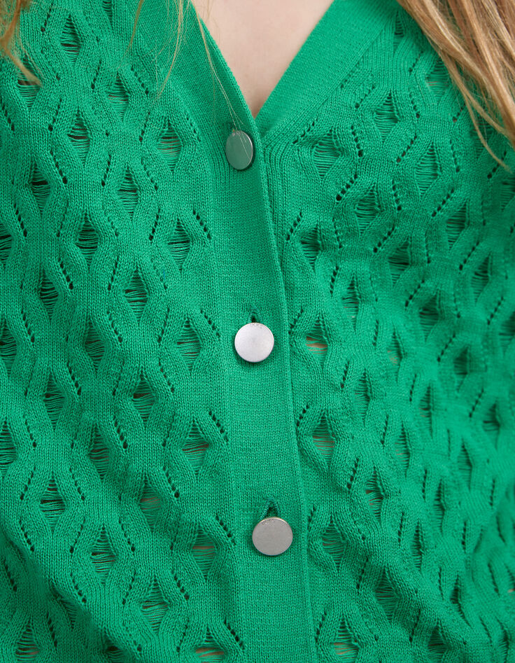 Camiseta menta punto calado mujer-4