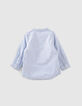 Baby boys’ white organic reversible shirt + blue stripes-4