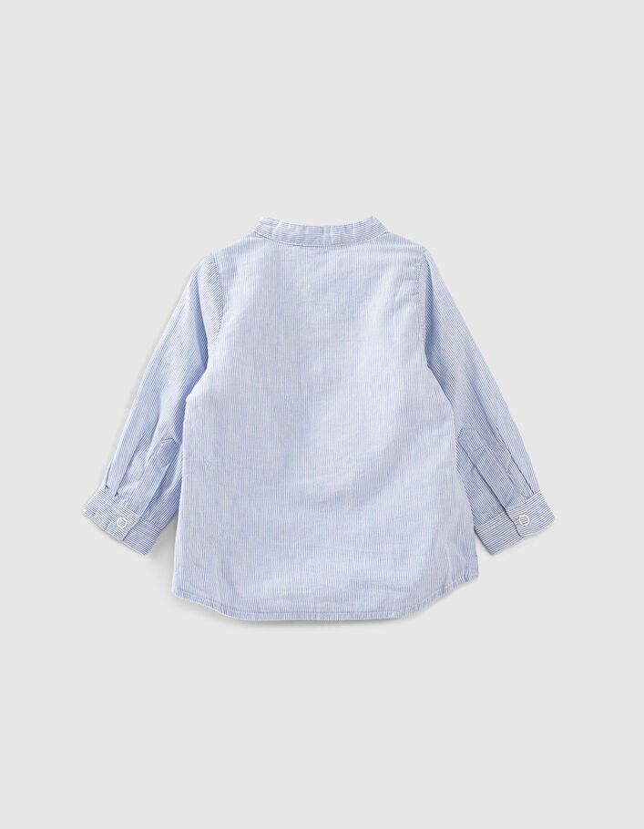 Chemise réversible blanc bleu rayé coton bio bébé garçon - IKKS