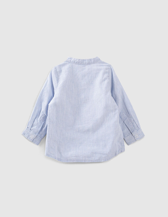 Baby boys’ white organic reversible shirt + blue stripes - IKKS