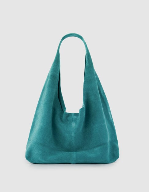 Sac Hobo vert cuir velours souple Femme - IKKS