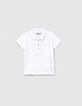 Baby boys’ white organic cotton polo shirt, IKKS logo-1