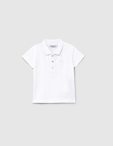 Baby boys’ white organic cotton polo shirt, IKKS logo - IKKS