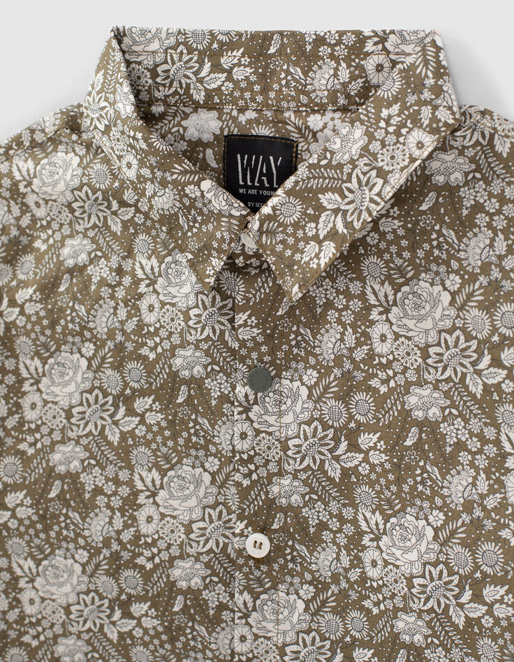 Chemise kaki tissu Liberty à fleurs garçon -2 Chemise kaki tissu Liberty à fleurs garçon -2