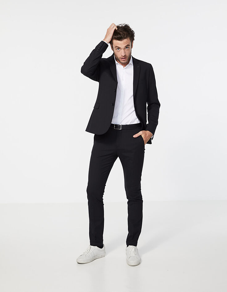 Pantalon de costume noir lin mélangé Homme-1