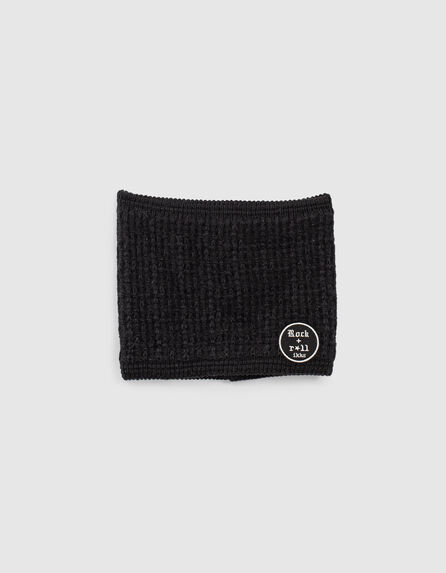 Girls’ black fur-lined knit snood